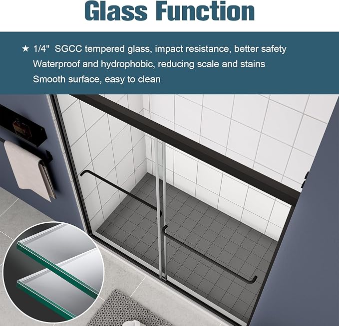 Bypass Glass Shower Door 50-54" W x 70" H - Image 5