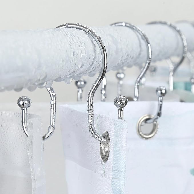 Goowin Shower Curtain Hooks, Stainless Steel Shower Curtain Hangers, Metal - Image 2