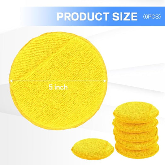 Hovom 6PCS Microfiber Wax Applicator, Soft Automotive Waxing Foam Pads - Image 2