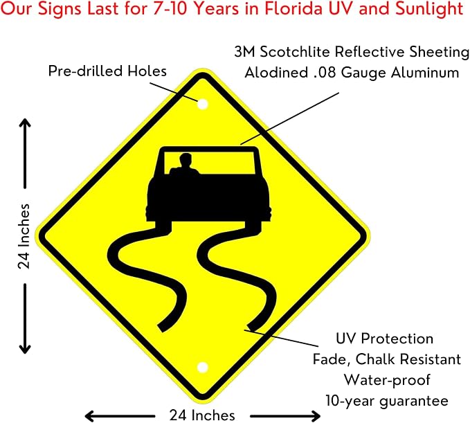 Municipal Supply & Sign Co 24 x 24 Slippery When Wet Sign - Image 2