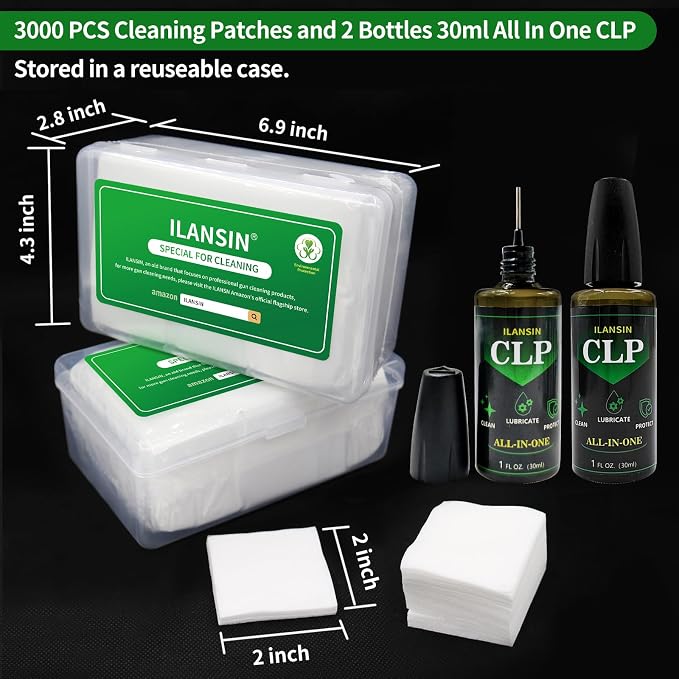 3000/1500PCS Gun Cleaning Patches+CLP Oil, Professional Wipes - Image 2