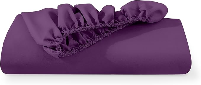 Bare Home Fitted Bottom Sheet Twin XL Size - Premium 1800 Microfiber - Ultra-Soft Hotel Luxury - Deep Pocket - Durable and Long Lasting (Twin XL, Plum)