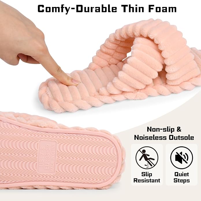 ZOORON Women's Cozy Slippers Crossbands & Durable Foam - Image 2