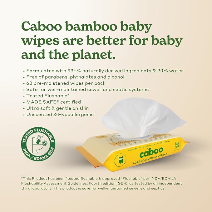 Caboo Tree Free Flushable Wipes, Certified Flushable, Septic Safe, Biodegradable - Image 8