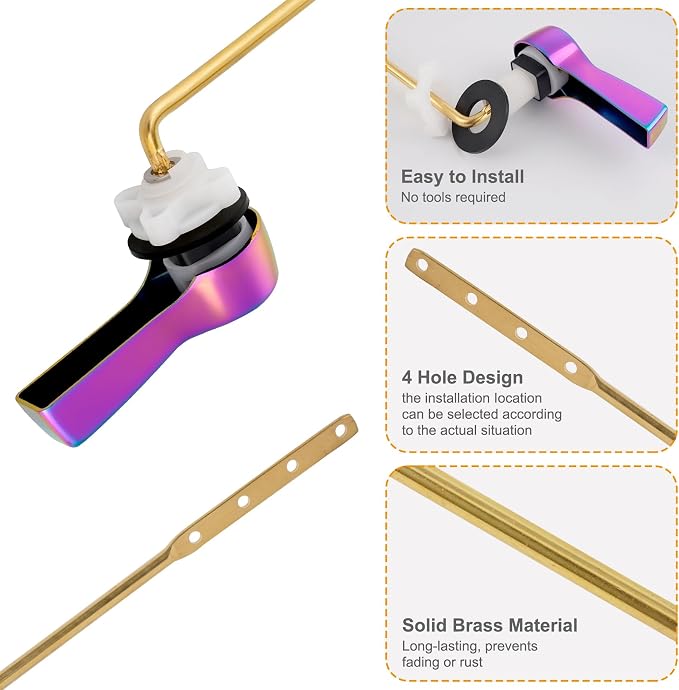 Hibbent Universal Metal Front Mount Toilet Handle Replacement Kit, Brass Toilet - Image 2