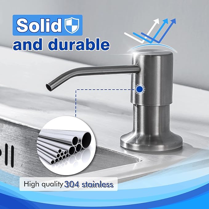 Built in Soap Dispenser for Kitchen Sink WEWE, Stainless Steel Brushed Nickel - Image 5