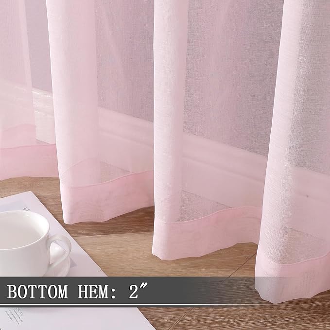Tollpiz Short Sheer Curtains Living Room Linen Textured Curtain Sheers Light - Image 4