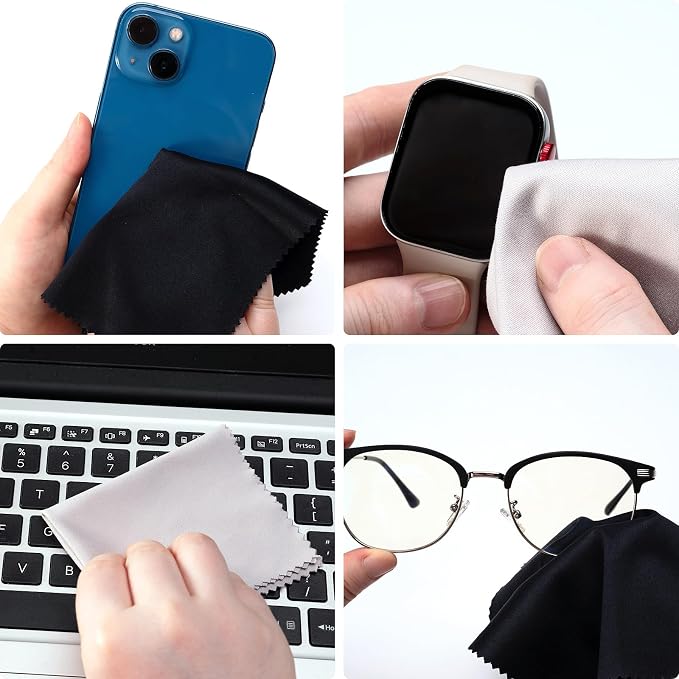 Vemiss 6 Pack Microfiber Glasses Cleaning Cloth, Wipes Lens Eyeglasses & Screens - Image 4