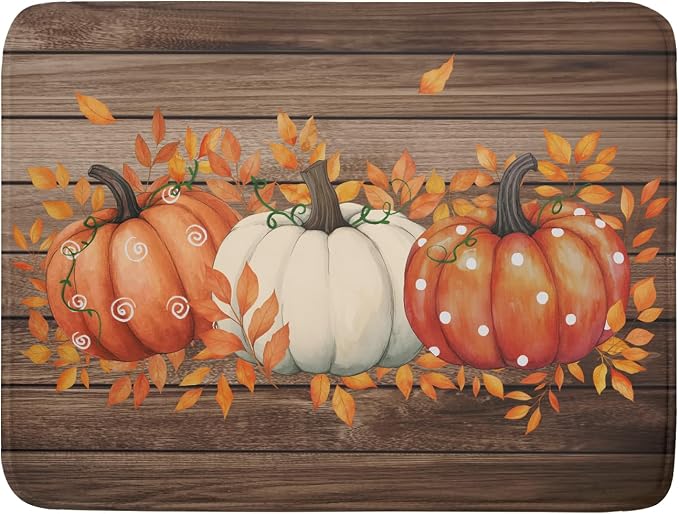 Autumn Pumpkin Dish Drying Mat Rustic Wood Dish Drainer Mats Fast Dry by Giwawa