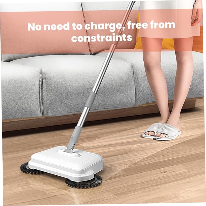 Floor Sweeper, 2-in-1 360° Rotating Hand Push Sweeper - Image 2