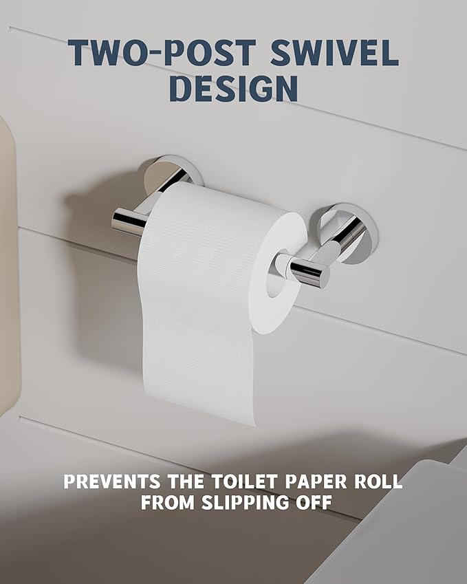 Polished Finish Toilet Paper Holder SUS304 Stainless Steel Double Post Pivoting - Image 3