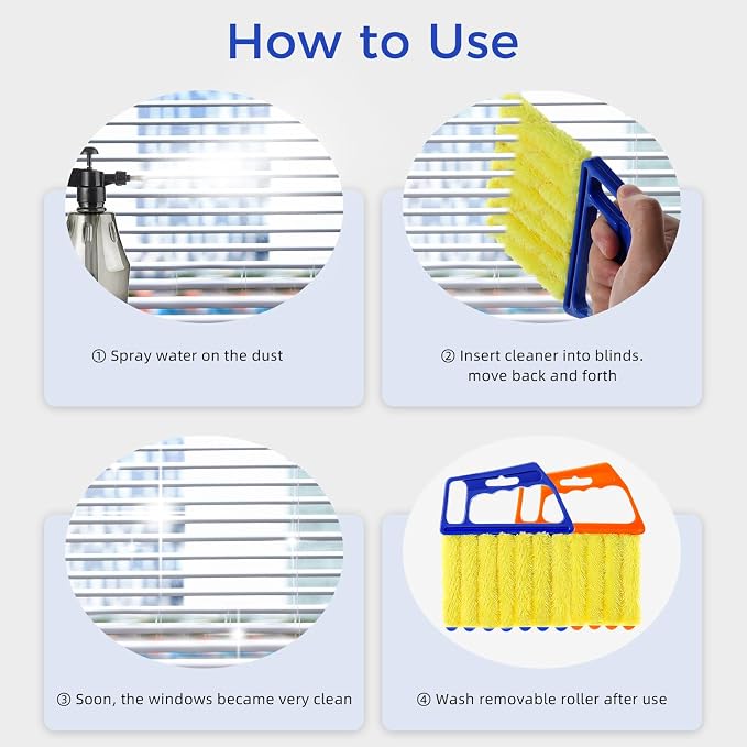 4Pcs Window Venetian Blind Cleaner Duster Tool, Washable 7 Fingers Dusting - Image 5