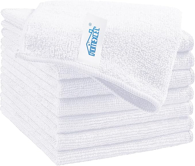 HOMEXCEL White Microfiber Cleaning Cloth, 8 Pack Cleaning Towels by HOMEXCEL