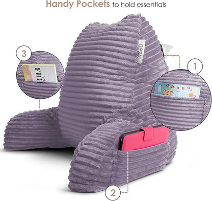 Hearth & Harbor Reading Pillow for Bed Adult – Back Pillow for Sitting in Bed, Standard Bed Pillows for Sitting Up, Foam Chair Pillow, Dusty Purple