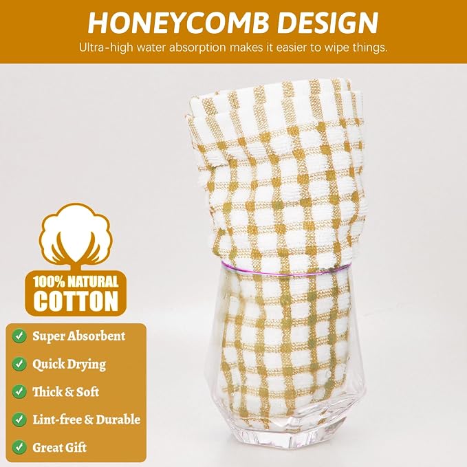 Nialnant 8 Pcs Kitchen Dish Rags, 100% Cotton Kitchen Towels Soft Absorbent - Image 4