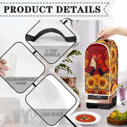 Rooster Blender Dust Cover Bread Maker Toaster Cover Sunflower Kitchen Accessories Small Appliance Cover Dustproof Size M
