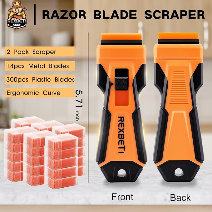 REXBETI Razor Blade Scraper Tool, 2 Pack Razor Scraper - Image 2