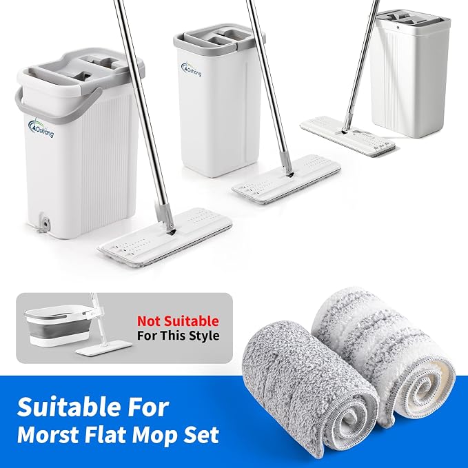 Oshang Flat Mop Head Refill, Microfiber Mop Pads Flat Mop Replacement Heads - Image 2
