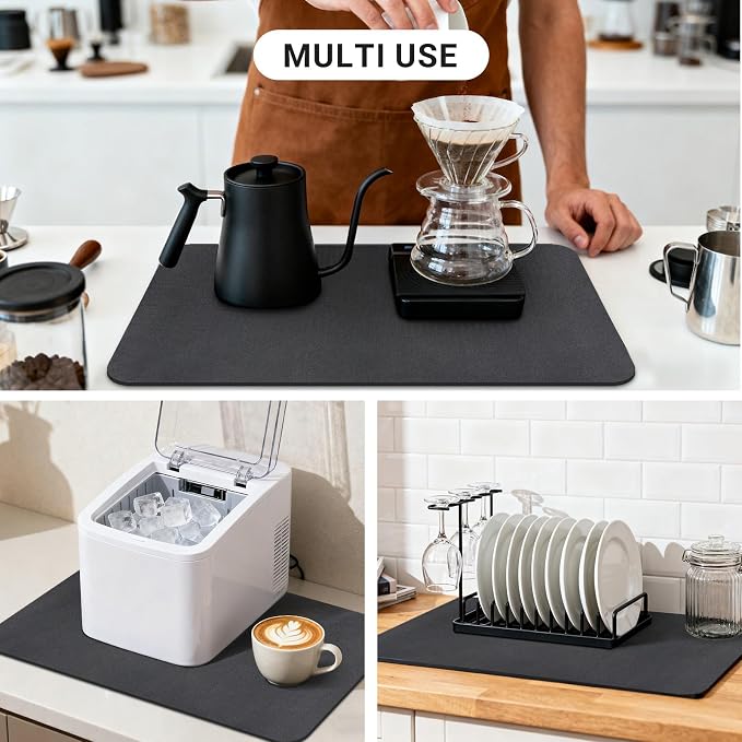 Coffee Counter Mat 24x16 Inch, Absorbent Hide Stain Rubber Backed Dish Drying - Image 6