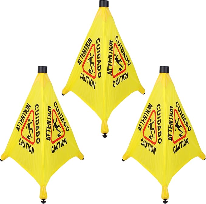 3 Pcs 20 inch Pop up Wet Floor Sign by BUWUSMU