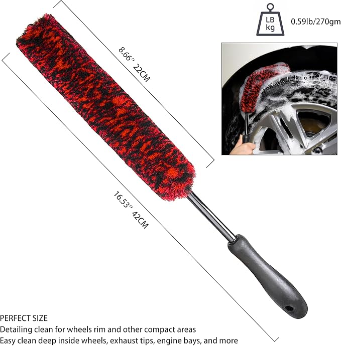 Metal Free Soft Wheel Cleaner Brush, Synthetic Wool Car Cleaning Brush - Image 3