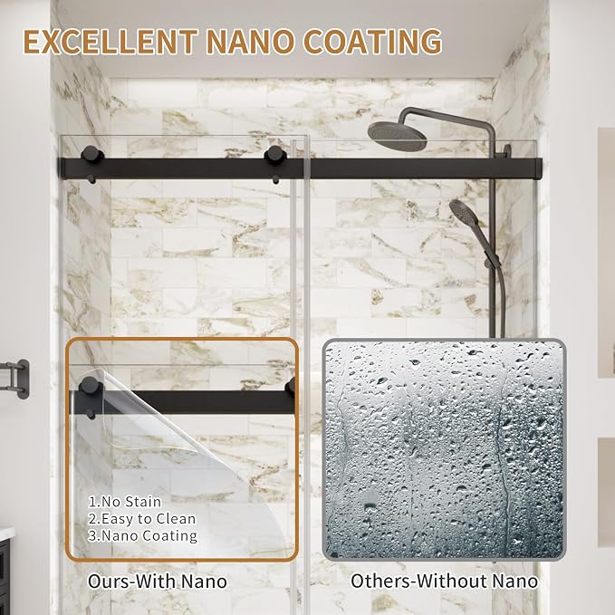 Frameless Shower Door, 44-48" W x 74" H Double Sliding Shower Door - Image 5