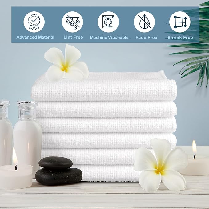 HOMEXCEL Microfiber Washcloths Towel Pack of 50, Hotel and Spa, Fast Drying - Image 5