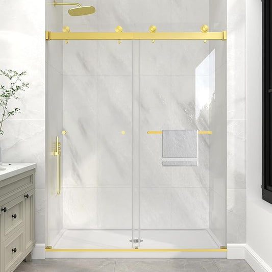 KPUY Frameless Shower Door, 43-48" W x 76" H Double Sliding Glass Shower Door by KPUY