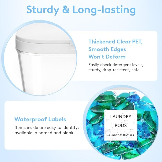 Lifewit 2+1 Laundry Pods Container & Dryer Sheet Holder, Large Powder Detergent - Image 5