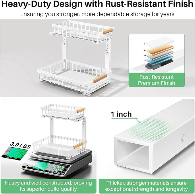 Under Sink Organizer, 2 Packs 2 Tier Under Sink Organizers and Storage - Image 5