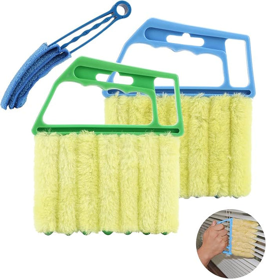 2Pcs Window Venetian 7 Finger Dusting Cleaner Tool and 1Pc Window Blind Duster by Mwellewm