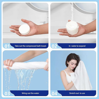 Disposable Bath Towels, Large Compressed Towel Tablets Disposable Towels Portable Thick Paper Towel Reusable Suitable for Hiking Camping Sports Swimming and Traveling, 55.1 x 27.5 Inches
