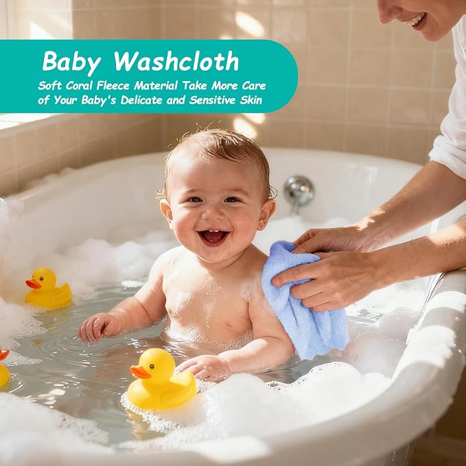 HOMEXCEL Baby Washcloths 12 Pack-Microfiber Coral Fleece Baby Bath Face Towel 7 - Image 5