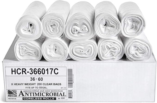 Aluf Plastics High Density Trash Bags, 55 Gallon, 17 Micron, by AlufPlastics