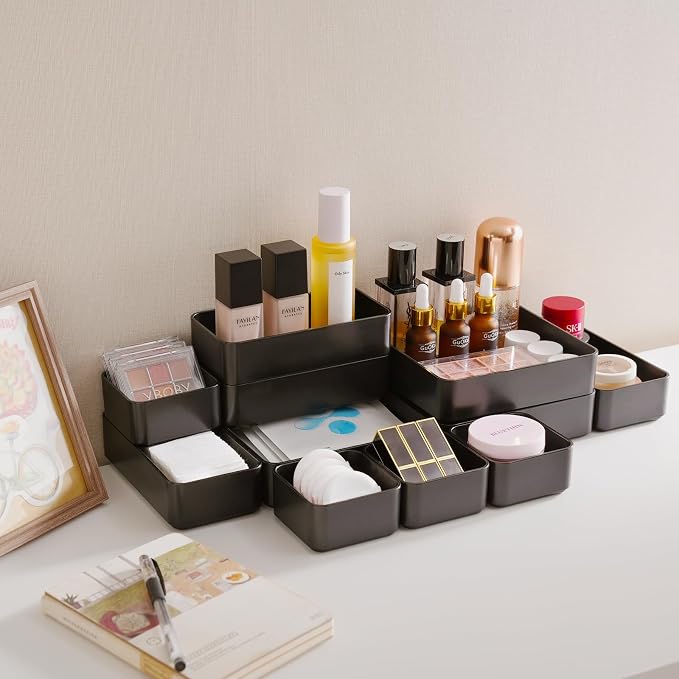 11-Piece Stackable Drawer Organizer Set, Stationery, Utensils in Bathroom - Image 5