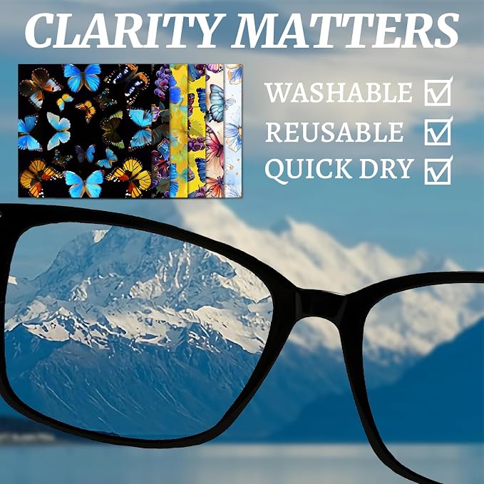 CREATCABIN 6 Packs Thickened Glasses Cleaning Cloth Elegant Flower Design - Image 4