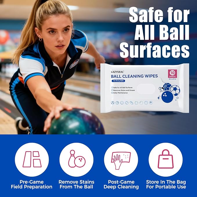 50 Count Bowling Ball Cleaning Wipes Removes Grime, Oil from Ball Surfaces - Image 3