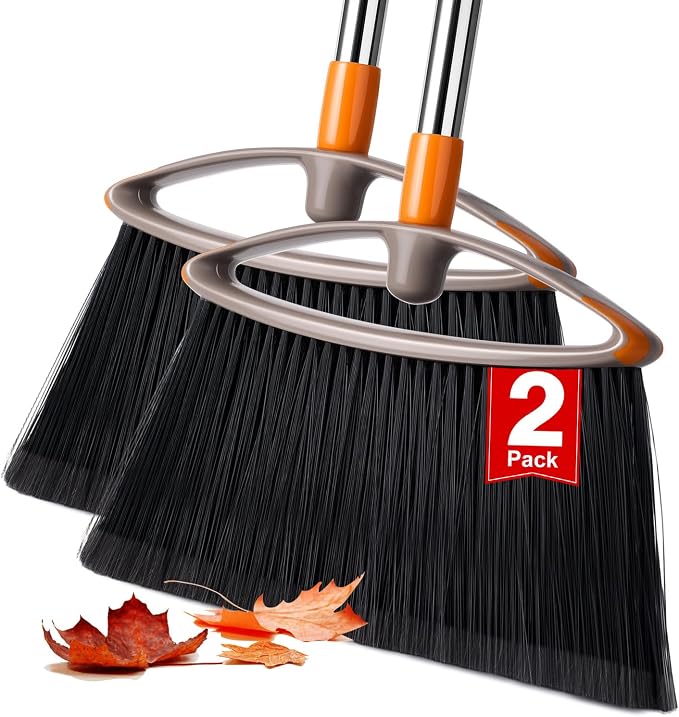 2 Pack Soft Bristle Broom, Heavy Duty Broom by NapalonaCleaningSupplies