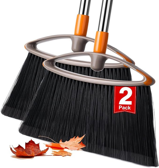 2 Pack Soft Bristle Broom, Heavy Duty Broom by NapalonaCleaningSupplies