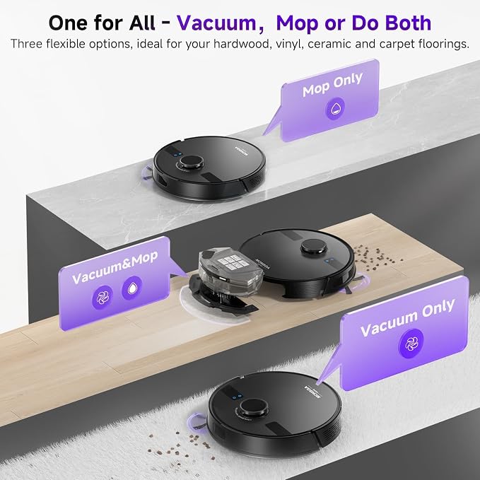MONSGA Robot Vacuum and Mop Combo, 5000Pa Robotic Vacuum - Image 3