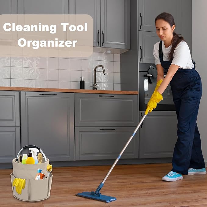 17L Cleaning Caddy with Handle, Cleaning Supplies Organizer, Foldable Storage - Image 2