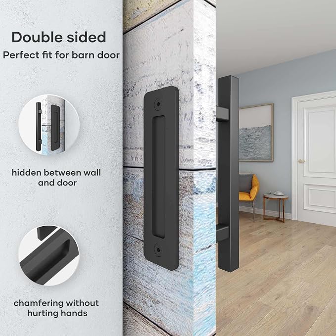 EaseLife 12" Sliding Barn Door Handles and Pulls, Double Sided Hardware Set - Image 3