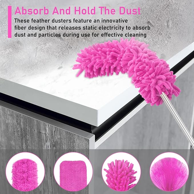 ThinkLearn Microfiber Dusters for Cleaning, Bendable Washable and Extendable - Image 5