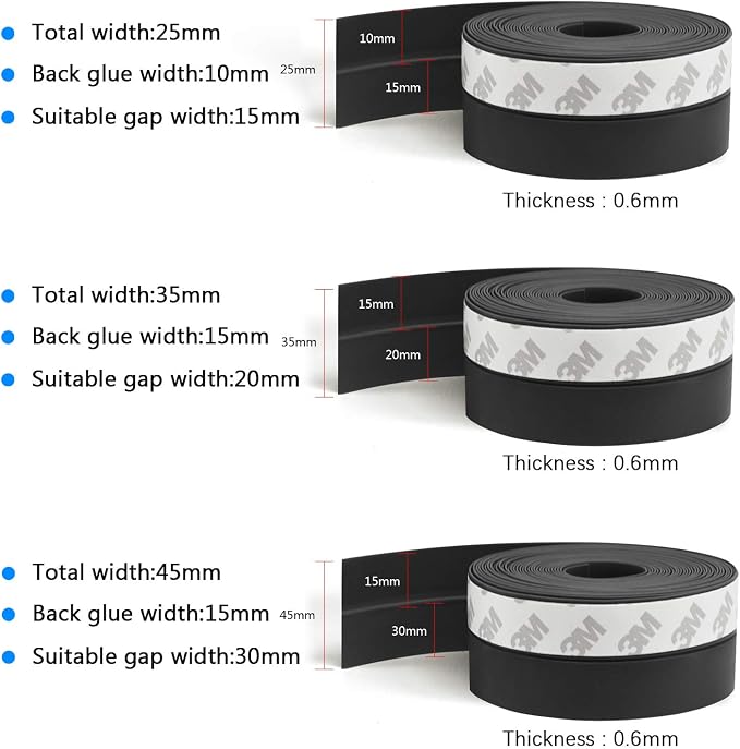 TAROSE Weather Stripping, Silicone Door Seal Strip Door 16 Feet Long Black - Image 2