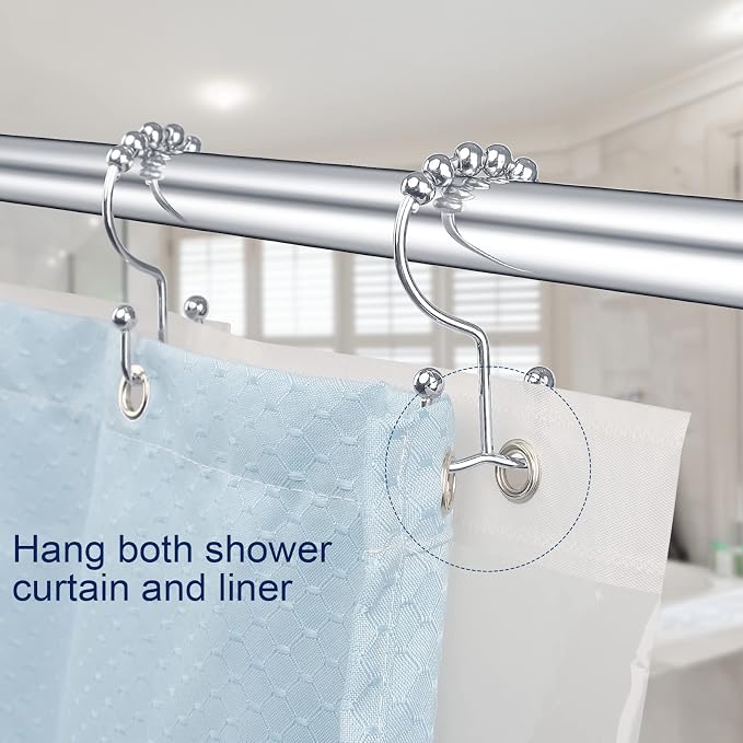 Shower Curtain Hooks, Sturdy Stainless Steel Double Sided Shower Hooks Rings - Image 4
