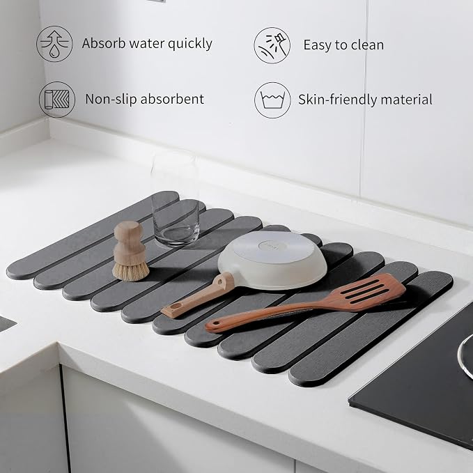 16"×12" Grey Stone Dish Drying Mats - Image 4