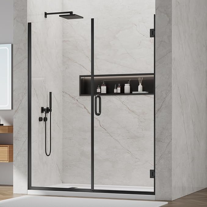 Pivot Shower Door, Adjustable Width 58.5-60" W x 76" H Hinged Shower Glass Door by Wemakeexcellentshowerdoors