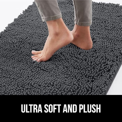 GORILLA GRIP SOAKSTOPPER Dog Door Mat, 60x36 Machine Washable Rug Absorbent Doormat Captures Moisture Mud Dirt, Quick Dry Soft Chenille Entryway Rugs Indoor Entrance Mats for Dog Paws, Charcoal