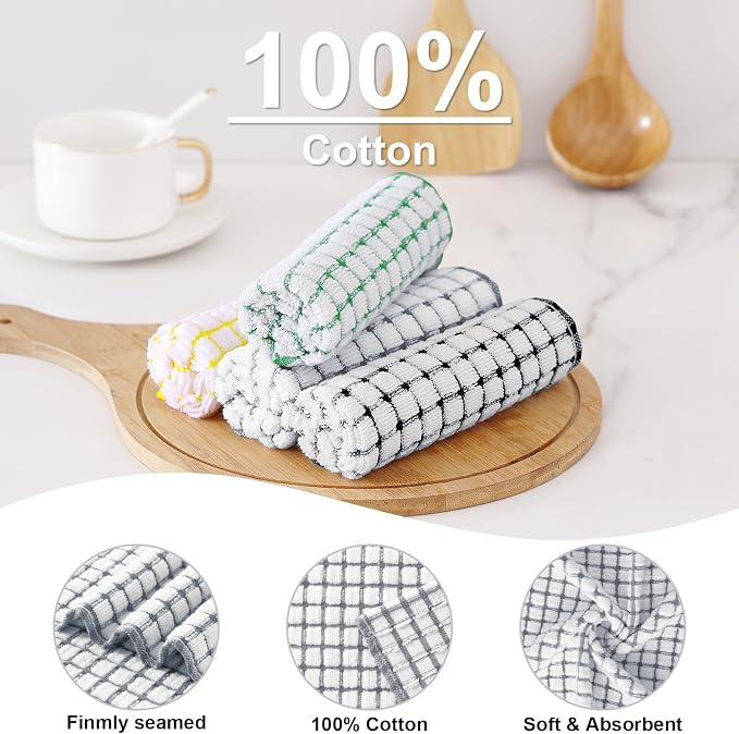 Kitinjoy Cotton 8 Pack Terry Kitchen Towels, 16 x 25 Inches Super Soft and - Image 2