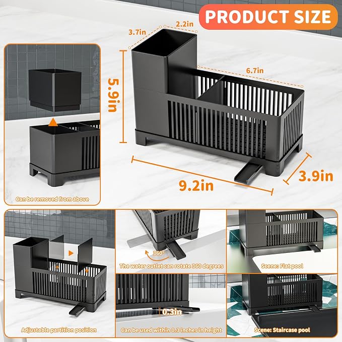 Sink Caddy & Kitchen Sink Organizer, Plastic Kitchen Countertop Organizer - Image 3